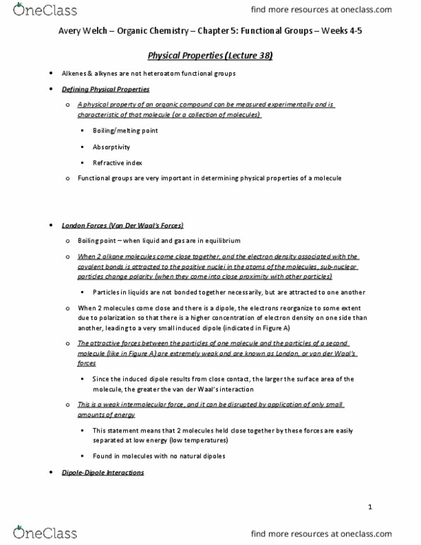 CHEM 2443 Chapter Notes - Chapter 5: Methylamine, Heteroatom, Intermolecular Force thumbnail