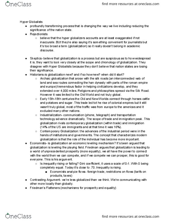 INTLSTD 101 Lecture Notes - Lecture 2: Gini Coefficient, Archaic Globalization, Globalization thumbnail