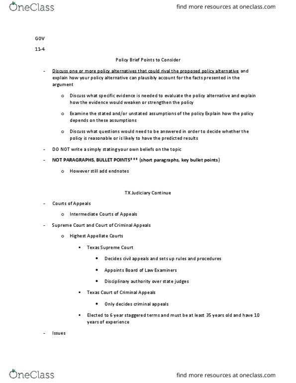 GOVT 2306 Lecture Notes - Lecture 34: Occupational Licensing, Misdemeanor, Arraignment thumbnail