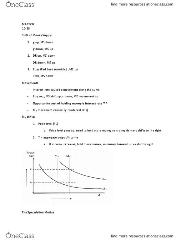 ECON 2301 Lecture Notes - Lecture 7: Demand Curve, Price Level, Money Supply thumbnail