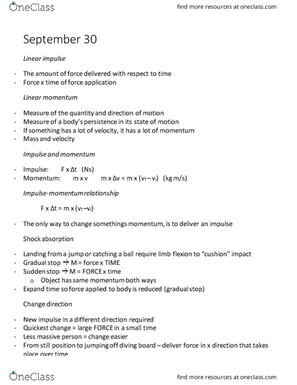 Kinesiology 2241A/B Lecture Notes - Lecture 7: Momentum, Airbag thumbnail