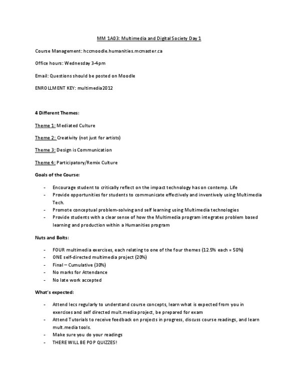 MMEDIA 1A03 Lecture Notes - Moodle, Problem Solving thumbnail