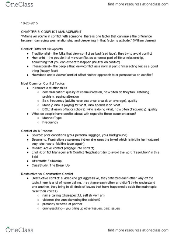 COMM 110 Lecture Notes - Lecture 8: Interpersonal Relationship thumbnail