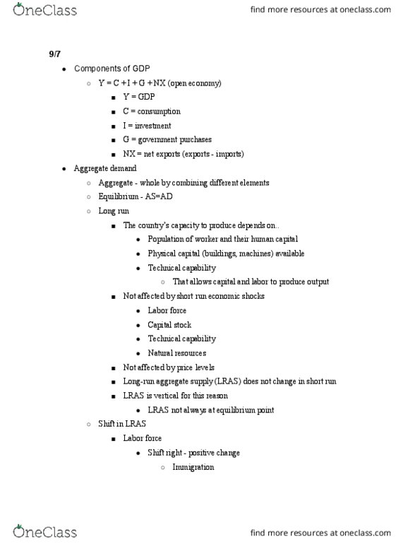 ECON 103 Lecture Notes - Lecture 5: Aggregate Demand, Aggregate Supply, Equilibrium Point thumbnail