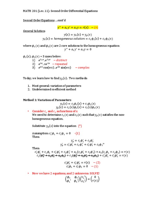 MATH201 Lecture 11: Math 201 (Lec 11)- 2nd Order DE thumbnail