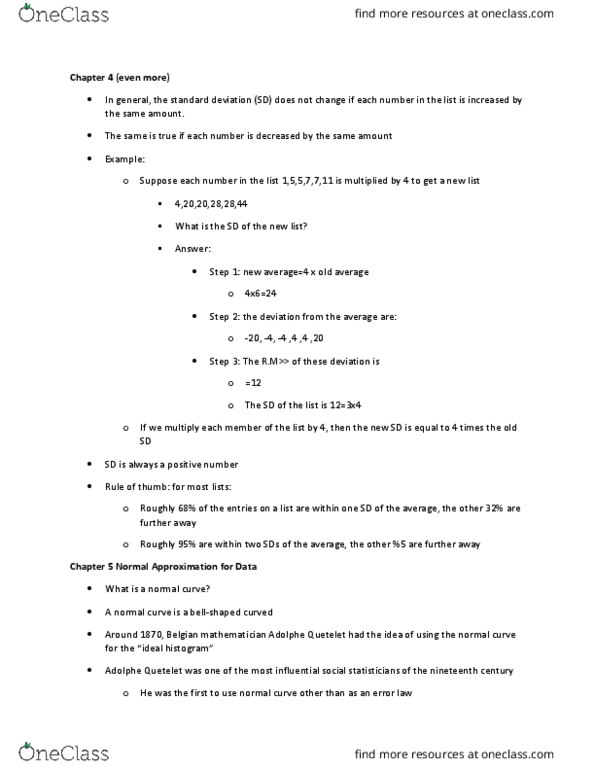 MATH 109 Lecture Notes - Lecture 6: Adolphe Quetelet, Normal Distribution, Standard Deviation thumbnail