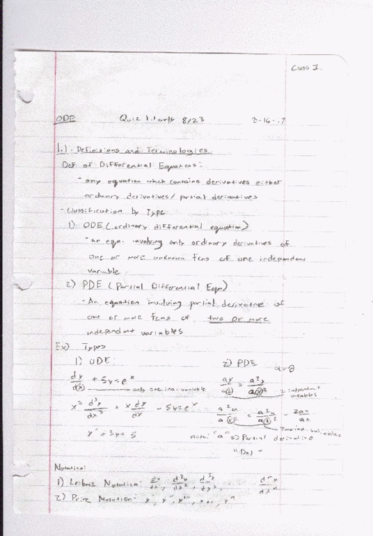 MATH 2306 Lecture 1: Sect. 1.1 Definitions and Terminology thumbnail