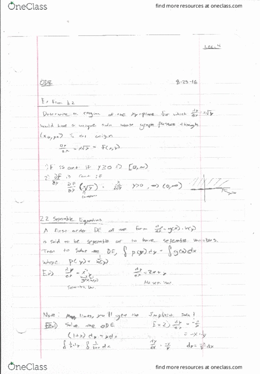 MATH 2306 Lecture 4: Sect. 2.2 Seperable Equations thumbnail