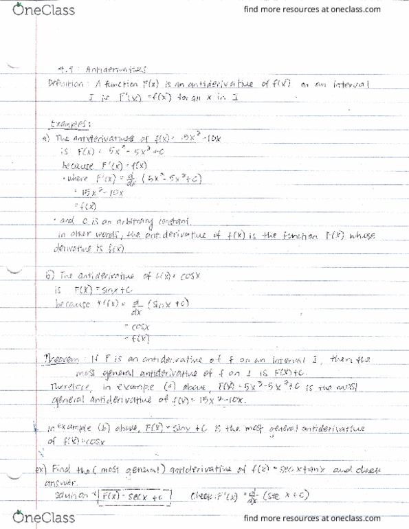 MATH 2B Lecture Notes - Lecture 1: Antiderivative thumbnail