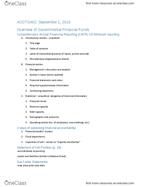 ACCTG 462 Lecture Notes - Lecture 2: Cash Flow Statement, Audit, Financial Statement thumbnail