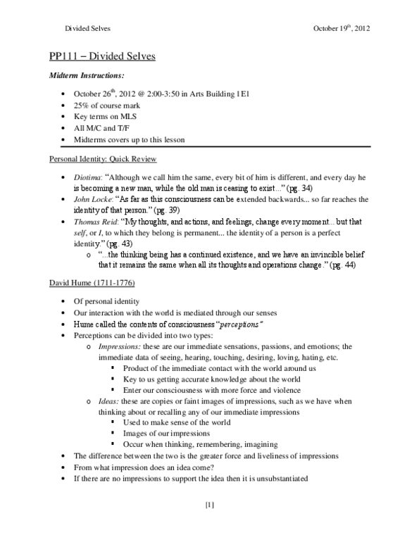 PP111 Lecture Notes - Personal Identity, Discards, Cerebral Cortex thumbnail