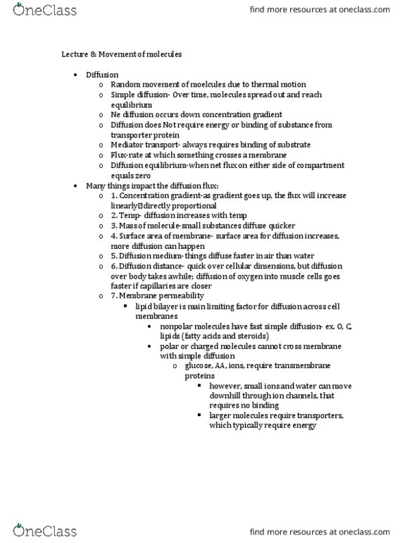 HHP 3500 Lecture Notes - Lecture 8: Lipid Bilayer thumbnail