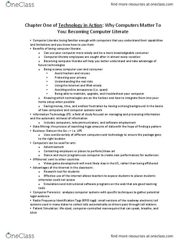 CIS 1200 Chapter Notes - Chapter 1: Data Mining, Radio-Frequency Identification, Affective Computing thumbnail