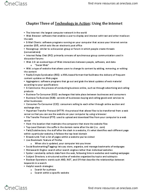 CIS 1200 Chapter Notes - Chapter 3: Internet Relay Chat, Hypertext Transfer Protocol, Internet Service Provider thumbnail