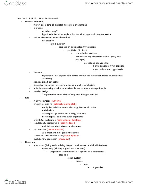 BIO 106 Lecture Notes - Lecture 1: Chemotroph, Archaea, Commensalism thumbnail