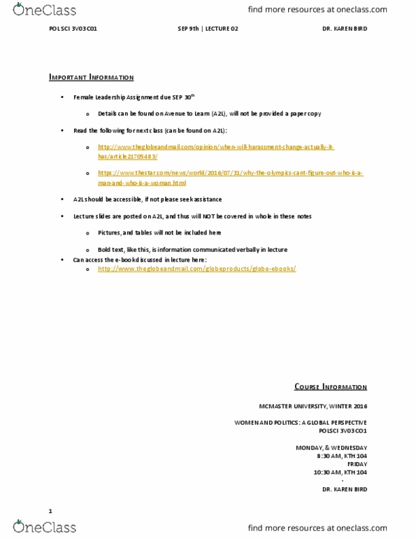 POLSCI 3V03 Lecture Notes - Lecture 2: Royal Institute Of Technology, E-Book, Cytochrome C Oxidase Subunit I thumbnail