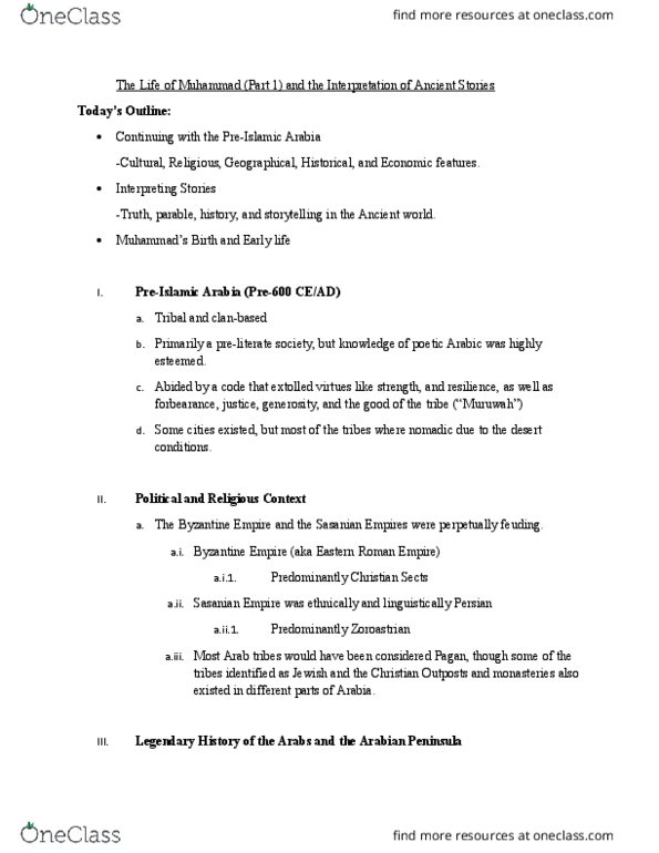 PO 101 Lecture Notes - Lecture 3: Al-Lat, Some Cities, Jahiliyyah thumbnail