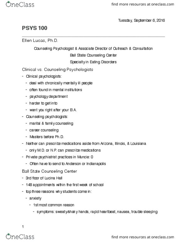 PSYS 100 Lecture Notes - Lecture 1: Seasonal Affective Disorder, Statistical Inference, Relationship Counseling thumbnail