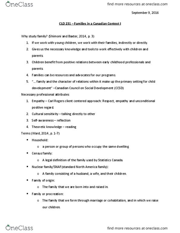 CLD 231 Lecture Notes - Lecture 1: Shimoni, Nuclear Family, Air Canada thumbnail