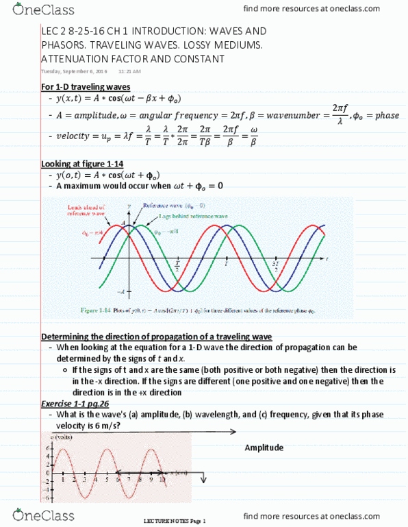 ELEG 3704 Lecture Notes - Lecture 2: Permittivity, Propagation Constant, Wavelength thumbnail