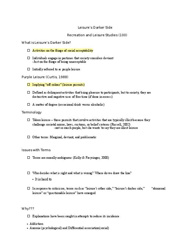 REC100 Lecture Notes - Differential Association, Anomie, Euphemism thumbnail