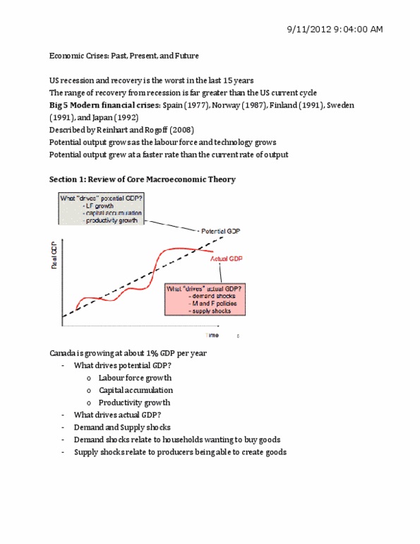 ECON 319 Lecture Notes - Output Gap, Potential Output, Keynesian Cross thumbnail