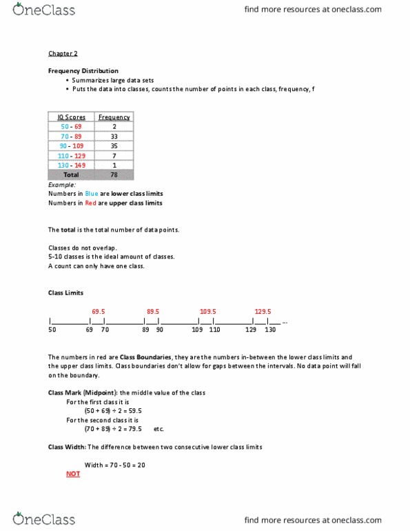 MATH 1P98 Lecture Notes - Lecture 2: Frequency Distribution, Frequency (Statistics), Skewness thumbnail