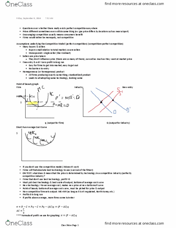 ECO 211 Lecture Notes - Lecture 8: Perfect Competition, Takers, Fixed Cost thumbnail