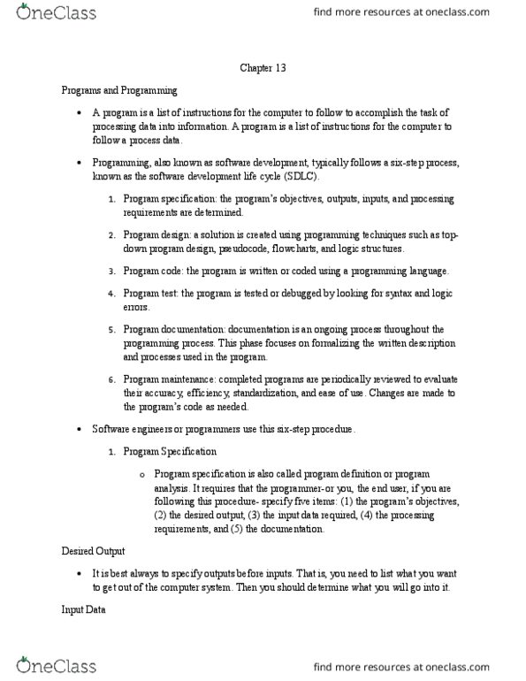 IT 2101 Lecture Notes - Lecture 6: Pseudocode, Structured Programming, Flowchart thumbnail