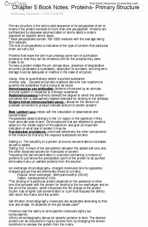 BICH 410 Chapter Notes - Chapter 5: Radioimmunoassay, Peptide, Antibody thumbnail