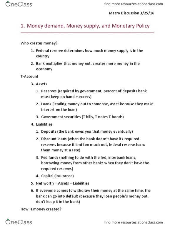 ECON 104 Lecture Notes - Lecture 10: Demand For Money, Money Supply, Liquidity Trap thumbnail