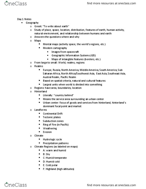 GEO 131 Lecture Notes - Lecture 1: Geographic Information System, Subduction thumbnail