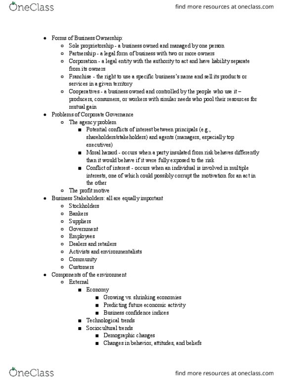 AEM 2200 Lecture Notes - Lecture 5: Sole Proprietorship, Moral Hazard, Regulation thumbnail