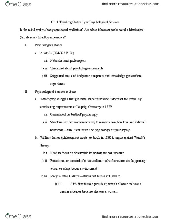PSYC 201 Lecture Notes - Lecture 1: Tabula Rasa, Postpartum Depression, Sigmund Freud thumbnail