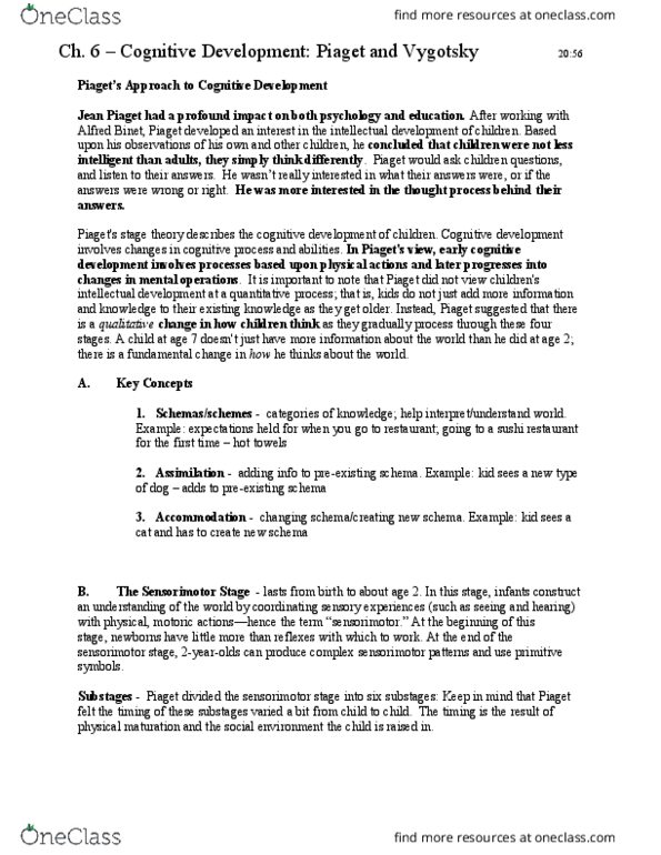 PSYC 2076 Lecture Notes - Lecture 6: Primitive Reflexes, 18 Months, Object Permanence thumbnail