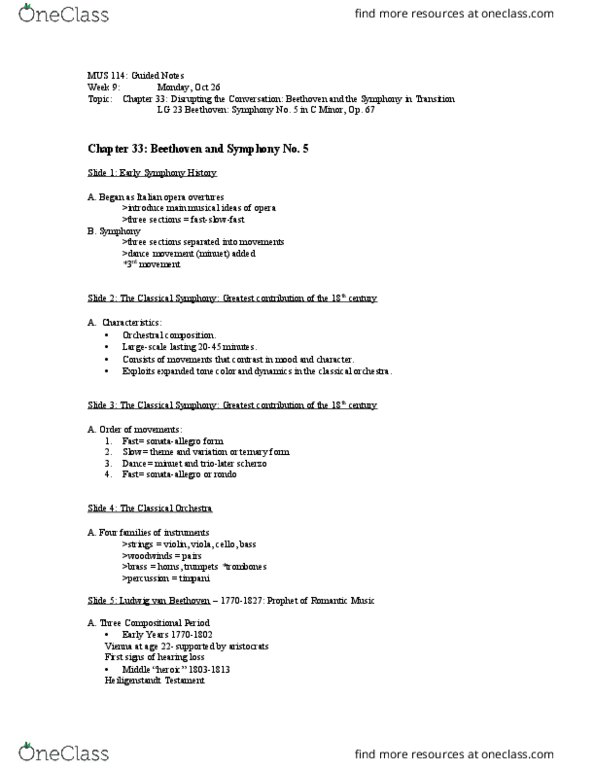MUS 114 Lecture Notes - Lecture 8: Minuet, Ternary Form, Scherzo thumbnail