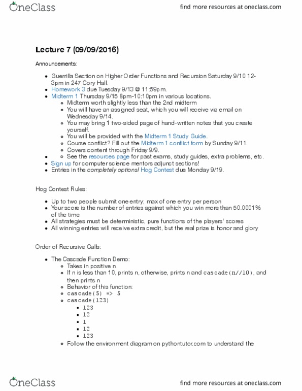 COMPSCI 61A Lecture Notes - Lecture 7: Fibonacci Number thumbnail