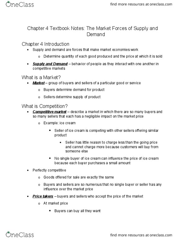 ECON 2304 Chapter Notes - Chapter 4: Demand Curve, Inferior Good, Takers thumbnail