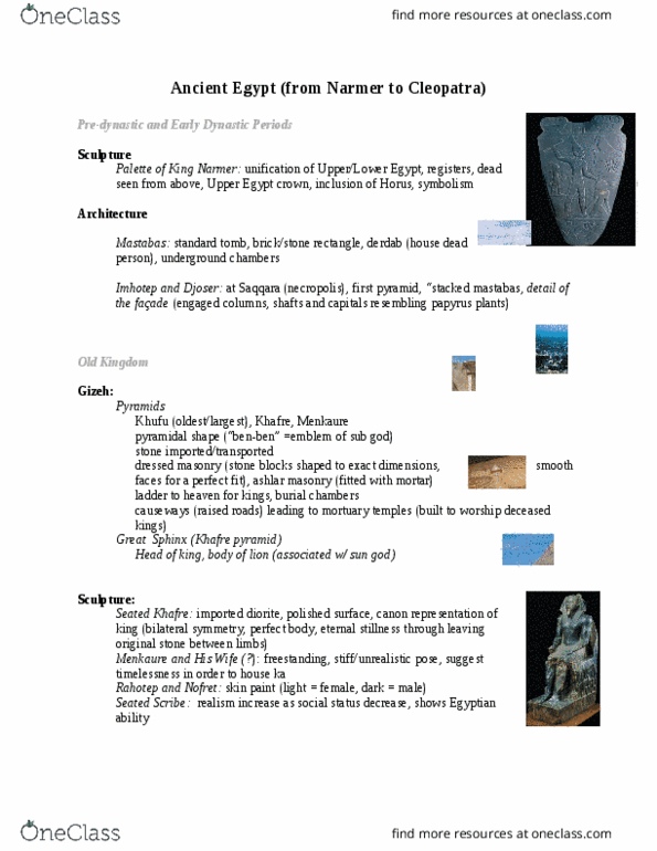 CAS AH 111 Lecture Notes - Lecture 3: Narmer Palette, Abu Simbel Temples, Senusret Iii thumbnail