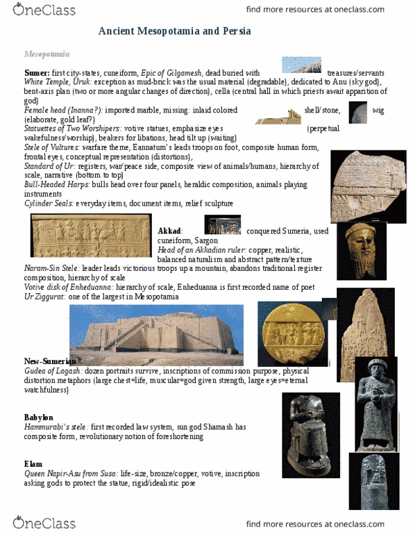 CAS AH 111 Lecture Notes - Lecture 2: Ashurnasirpal Ii, Mesopotamia, Enheduanna thumbnail