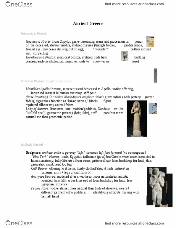 CAS AH 111 Lecture Notes - Lecture 5: Peplos Kore, Archaic Smile, Siphnian Treasury thumbnail