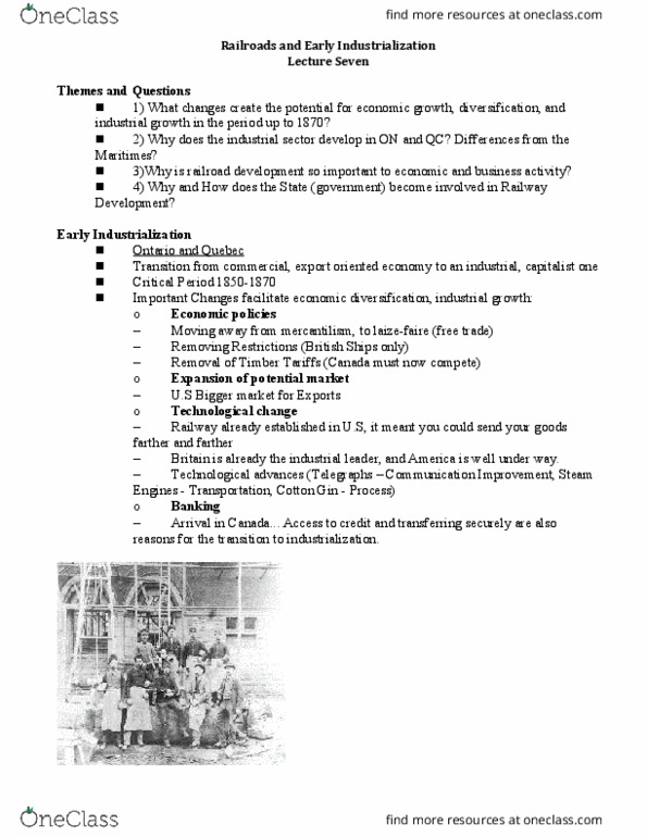 HIST113 Lecture Notes - Lecture 7: William Gooderham Sr., Technological Change, John Molson thumbnail