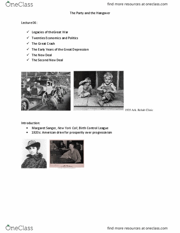 HIST258 Lecture Notes - Lecture 6: National American Woman Suffrage Association, Carrie Chapman Catt, Second New Deal thumbnail