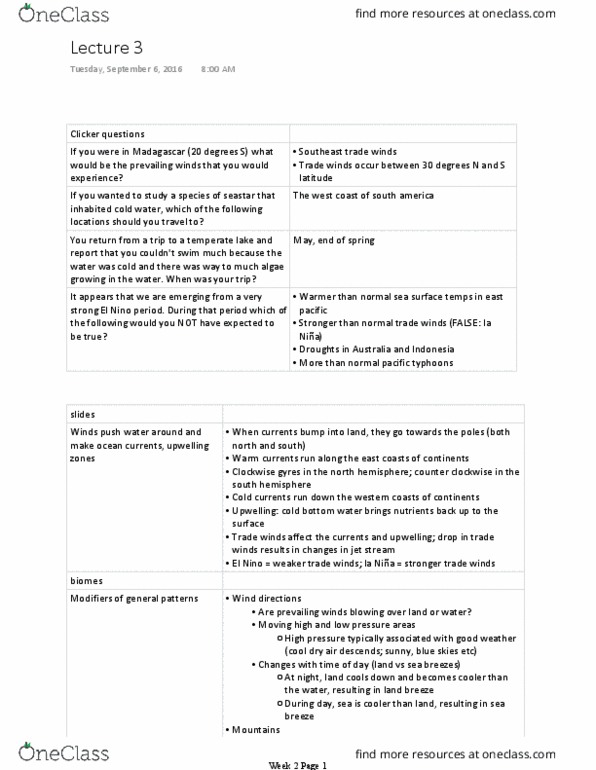 BISC302 Lecture Notes - Lecture 3: Sea Breeze, Trade Winds, Jet Stream thumbnail