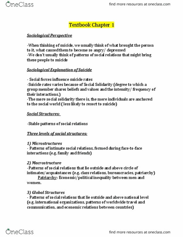 SOC100 Chapter Notes - Chapter 1: Scientific Revolution, Conflict Theories, Human Behavior thumbnail