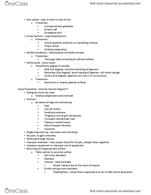 01:377:191 Lecture Notes - Lecture 10: Shin Splints, Stress Fracture, Tendinitis thumbnail