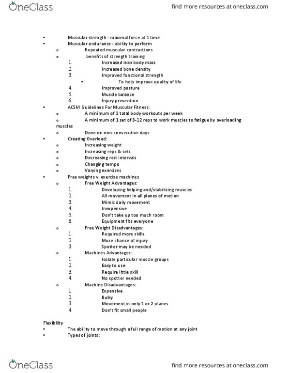 01:377:191 Lecture Notes - Lecture 6: Lean Body Mass, Weight Training, Injury Prevention thumbnail