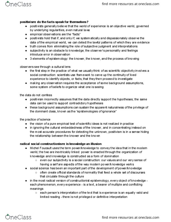 WMST 410 Chapter Notes - Chapter 2: Michel Foucault, Social Constructionism, Historical Materialism thumbnail