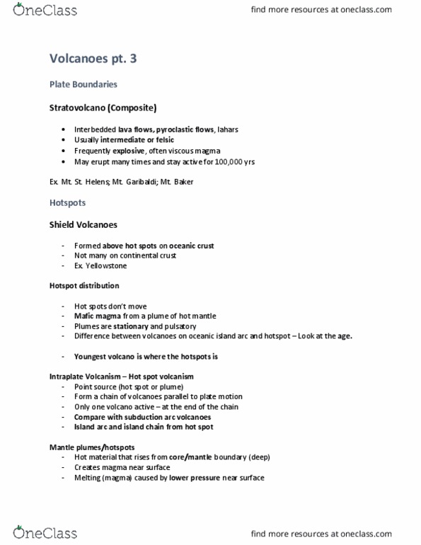 EOSC 114 Lecture Notes - Lecture 5: Shield Volcano, Volcanism, Debris Flow thumbnail