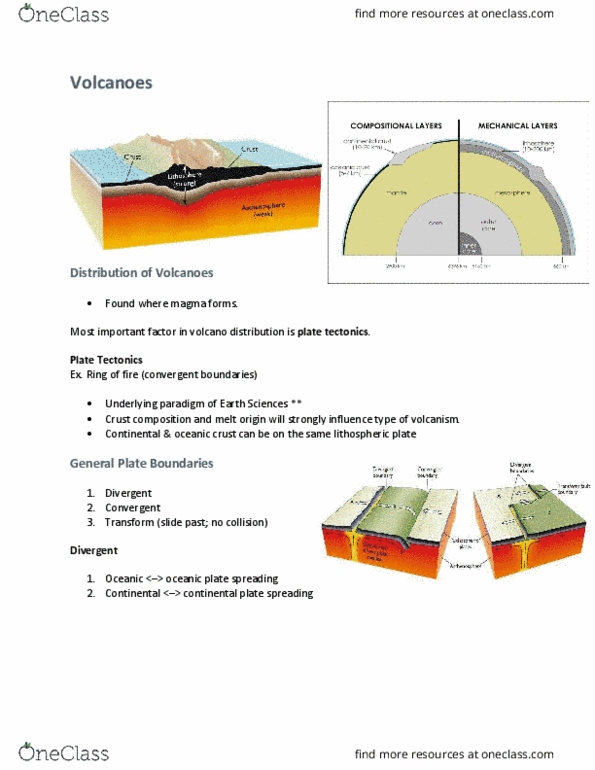 EOSC 114 Lecture Notes - Lecture 3: Lithosphere, Mid-Ocean Ridge, Volcanism thumbnail